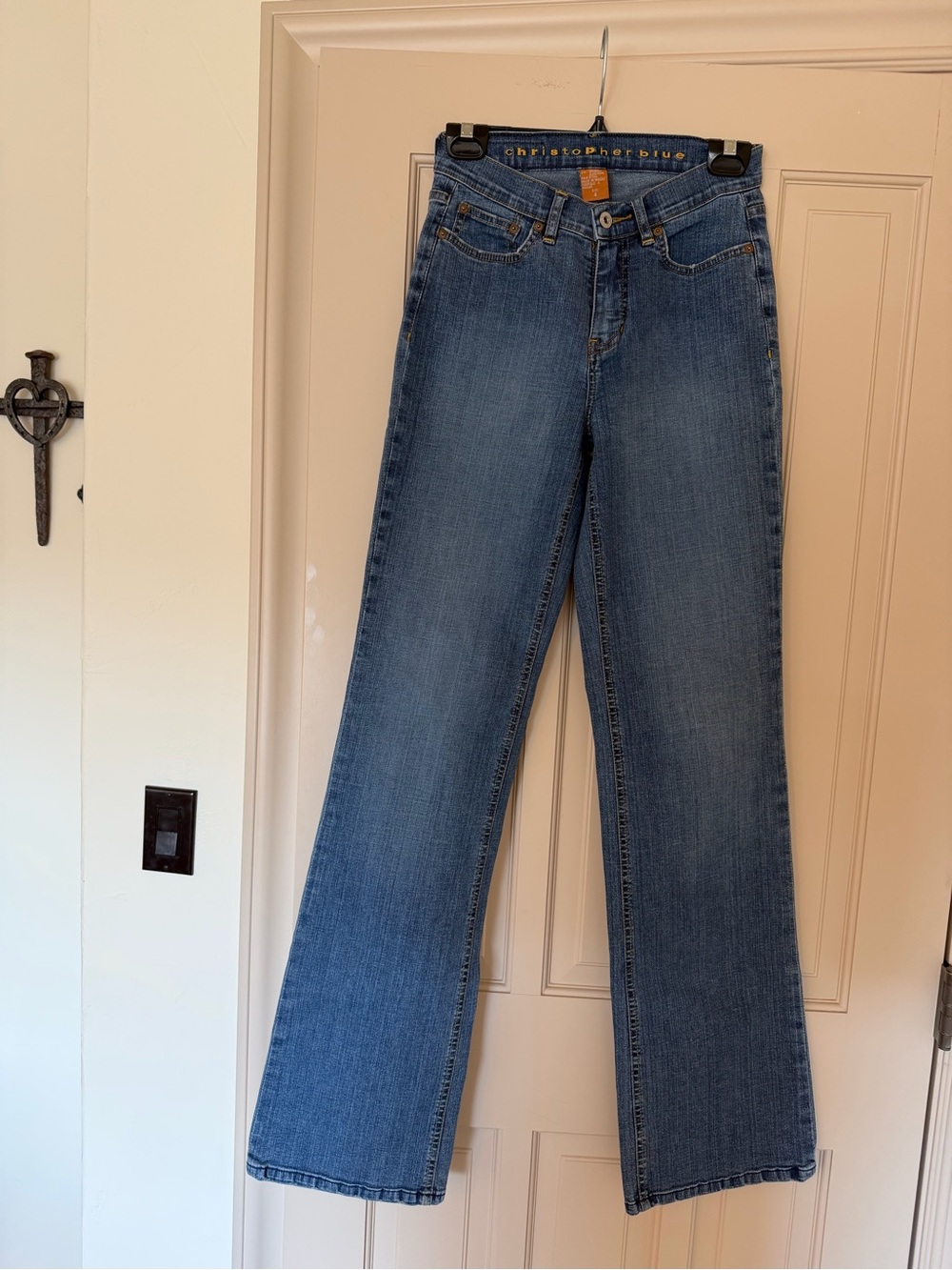 Christopher Blue Women's Straight Leg Jeans in Medium Blue Wash